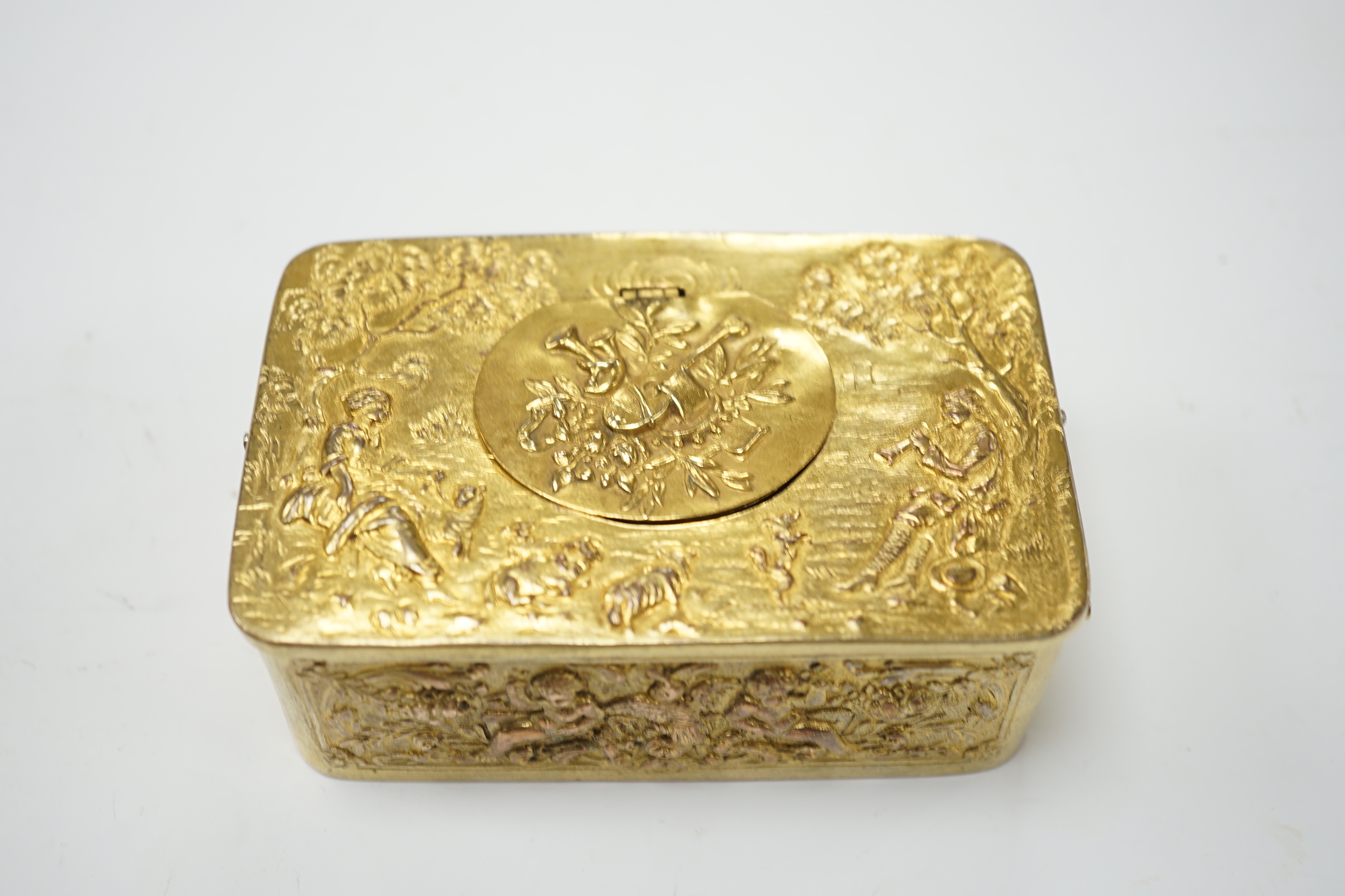 A late 19th century French or Swiss ormolu singing bird music box (a.f)
